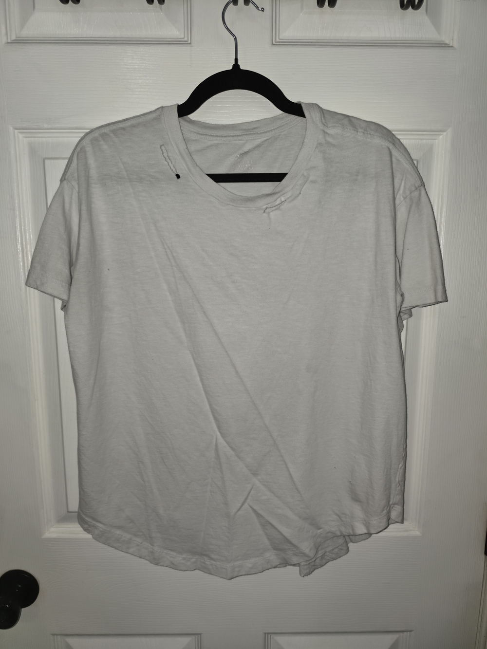 aerie Oversized Distressed White Short Sleeve Crew Tee